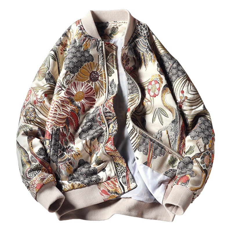 2022 primavera nueva chaqueta de los hombres bordado soporte collar juventud chaqueta superior más tamaño suelta tendencia al por mayor