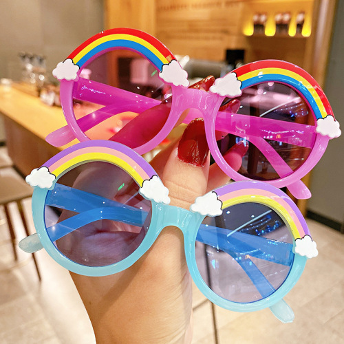 Children's sunglasses, girls' sun visors, Korean style cute cartoon rainbow baby glasses, boys and girls' personalized sunglasses