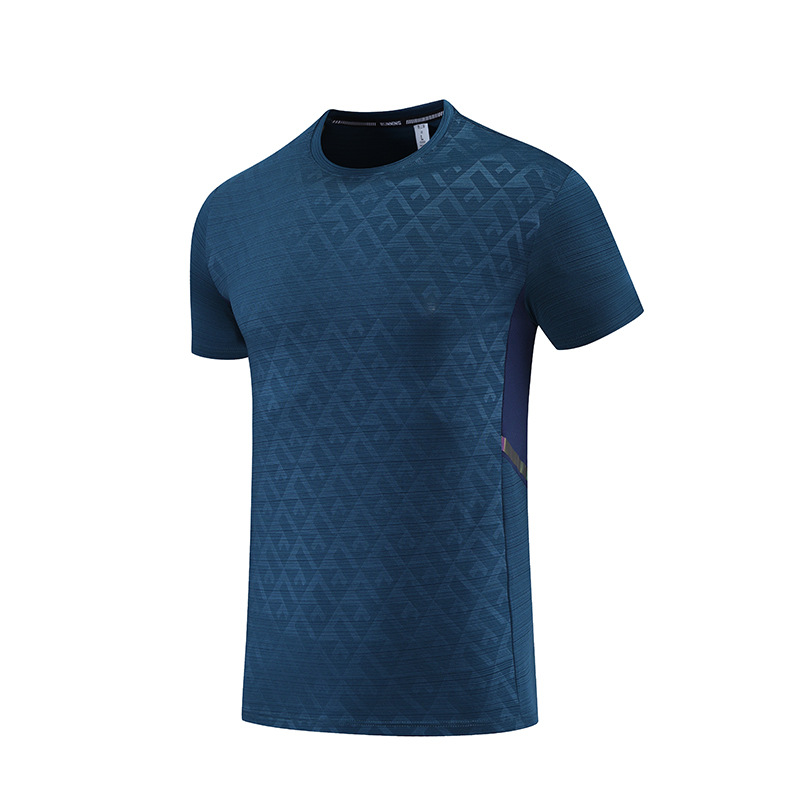 2022 verano hombres deportes hielo seda ropa de secado rápido manga corta T transfronteriza casual ligero fitness correr cuello redondo Camiseta