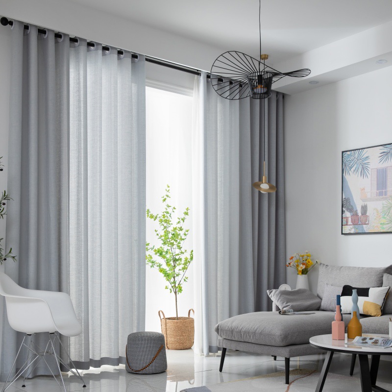 Juzhen tejiendo una nueva cortina opaca de ventana de dormitorio balcón sala de estar cortina de color sólido Amazon cortina de comercio exterior