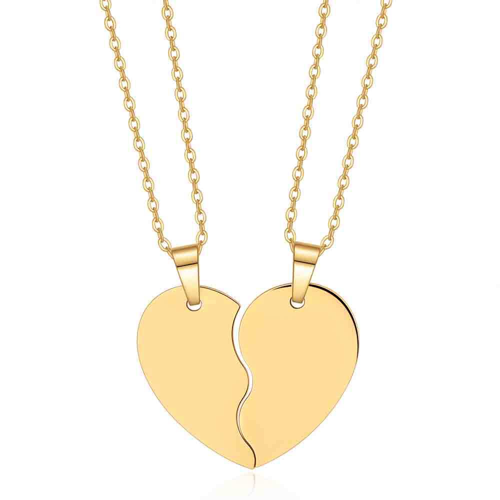 Collier puzzle en acier inoxydable 35 mm en forme de cœur, gravure laser à faire soi-même, pour couple, style simple et tendance, pour femme._voghion.com