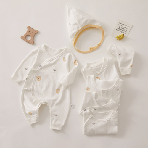 Newborn clothes spring and autumn long-sleeved one-piece butterfly clothes crawling clothes Korean style baby clothes pure cotton baby clothes