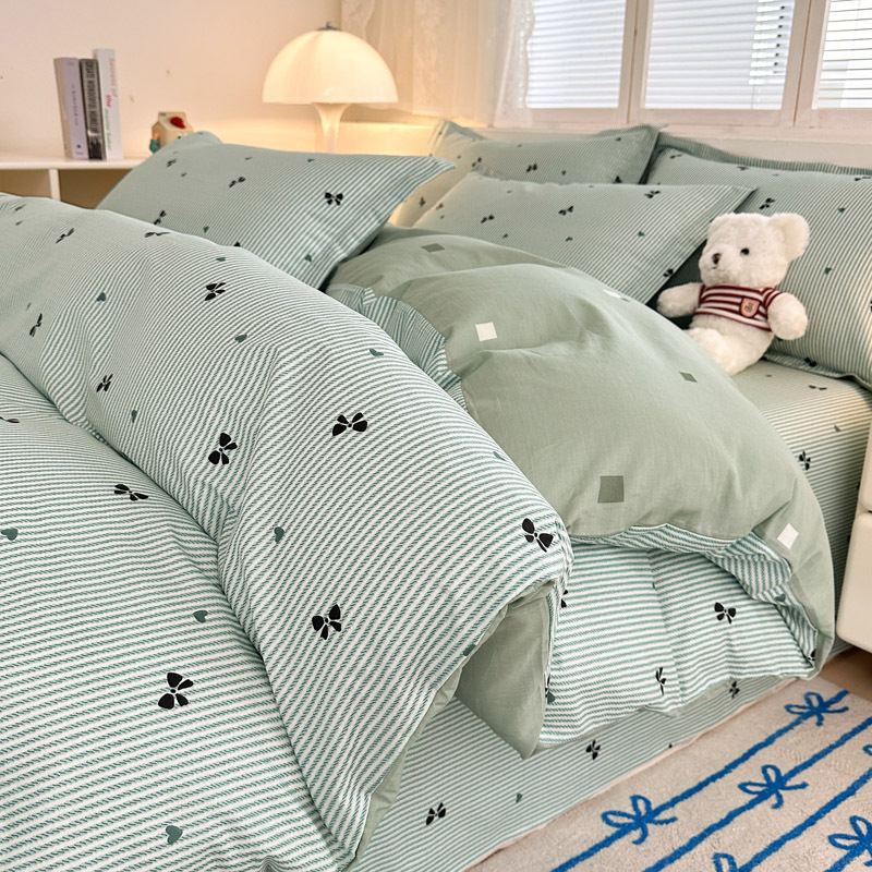 Cama de algodón de cuatro piezas, algodón puro 2025, nueva sábanas domésticas, cama de cama de dormitorio de cuatro estaciones, tres