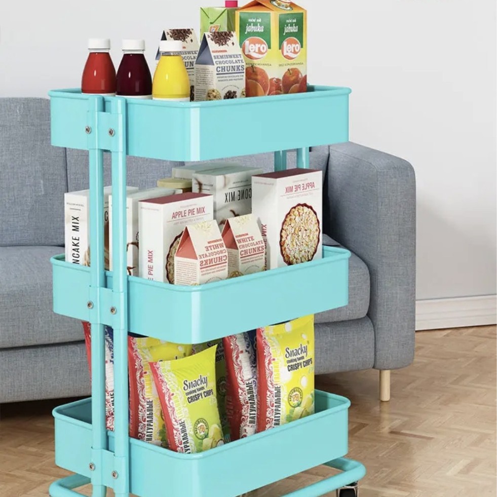 Estante de almacenamiento multicapa de carro pequeño doméstico armario de baño estante de almacenamiento móvil de dormitorio snack image 4