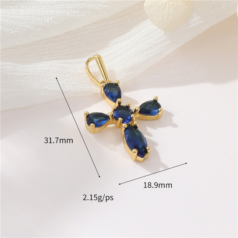 7g Weight Pendant Jewelry Making Type Zircon Inlay Material DIY Jewelry Accessories Classification 1 Piece Quantity Copper Material Cross Pattern Inlay Design Simple Style, Classic Style Style 1 Piece Copper Zircon Cross Pendant 8