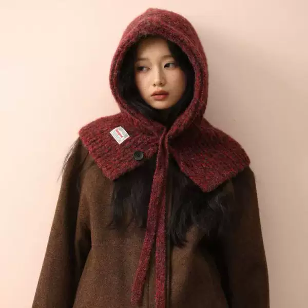 2025 New Korean Balaclava Flower Girl French Hat Women's Autumn and Winter Warm Knitted Hat Warm All-In-One Scarf