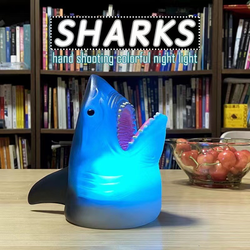 Colorful Shark Silicone Pat Night Light Wall Sticker Children's Jump High Bedside Atmosphere Decorative Ornament Table Lamp