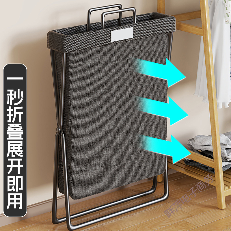 Foldable Laundry Basket, foldable bedroom storage bin, fabric hamper with side sock pocket, multi-size
