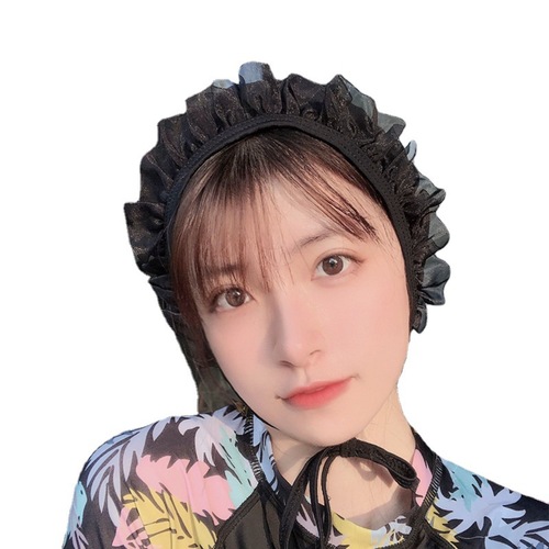 2024 new Korean lace cute ins long hair waterproof fashionable head-protecting swimming cap for women cute
