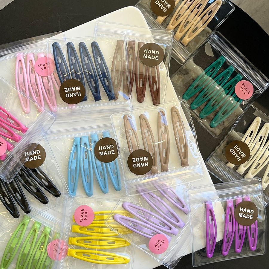 Korean Ins Oval Color Bb Clip Summer Sweet Girl Versatile Bangs Pea Clip Fashion Oil Dripping Metal Hairpin