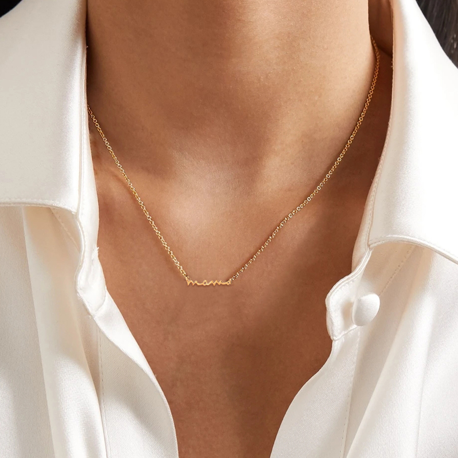 cable chain Chain Type 1 Piece Quantity 1 Piece 925 Sterling Silver Letter Mother'S Day Cable Chain Necklace