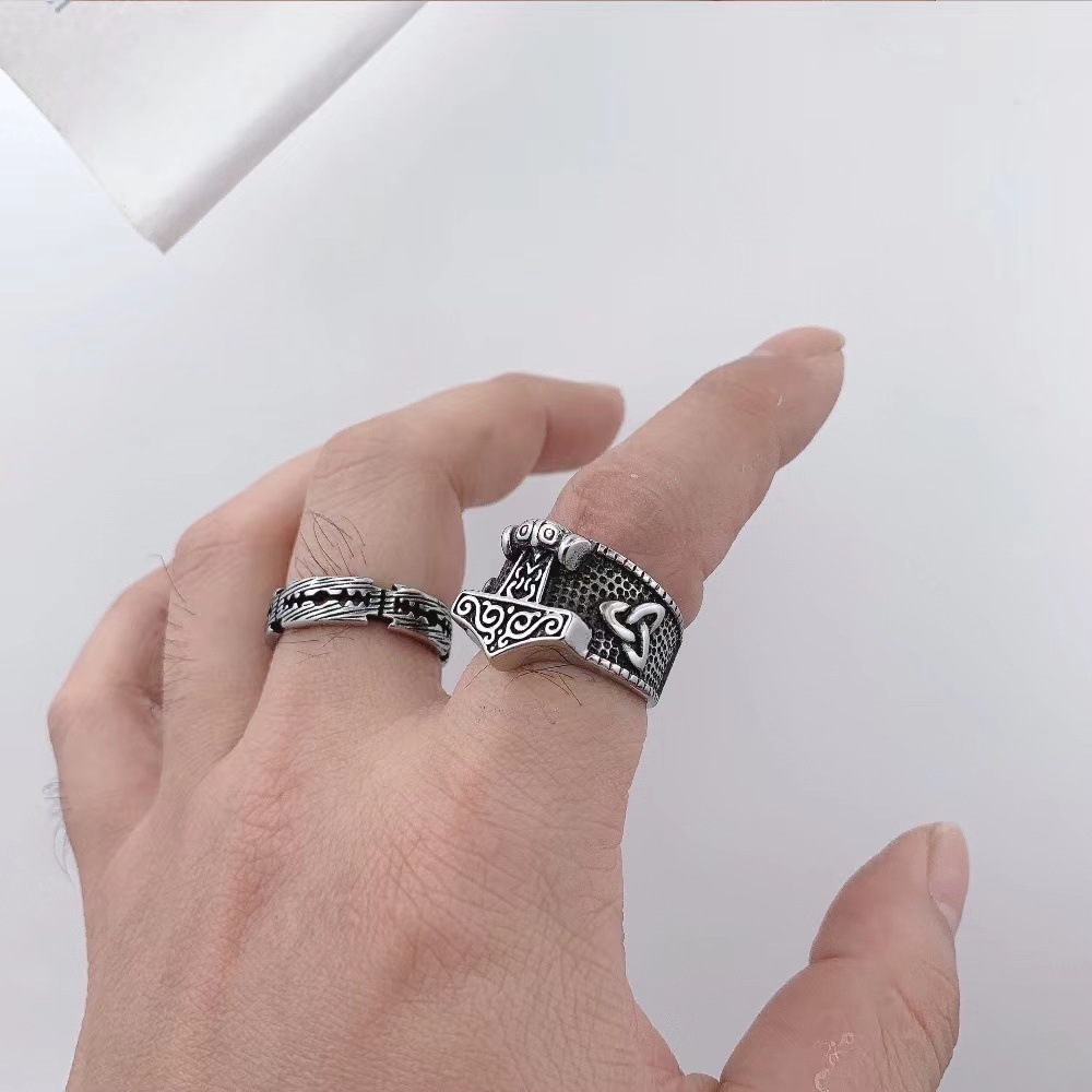 19g Weight Rings Classification Retro Hammer 304 Stainless Steel Polishing Men's Rings