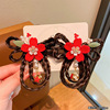 Hairgrip with bow, hairpins with tassels, children's hair accessory, red Hanfu, Chinese style
