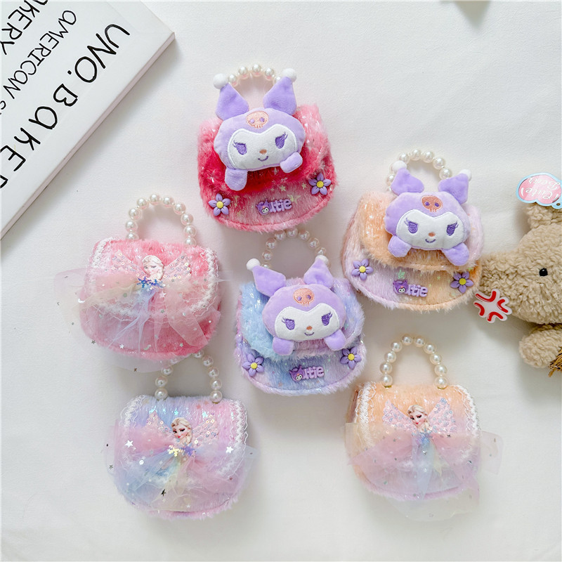 El Comercio exterior transfronterizo popular de la felpa del bolso de los niños de moda de encaje arco monedero lindo Occidental Princesa bolsa de mensajero