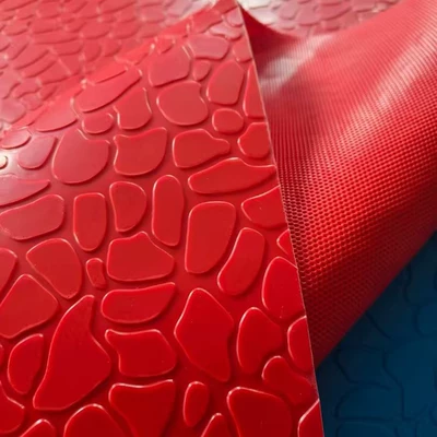 PVC tear-resistant durable industrial floor mat, fire-retardant commercial floor mat, wear-resistant floor mat for car repair workshops (Avtomobil döşəmə paspasları) - red-gemstone-pattern-28mm-thick-12m-wide-one-roll-15m-long