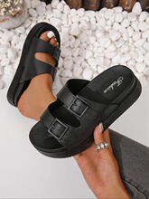 B 12855 Thick Sole Solid Color Sandals ��״�ɫ��Ь
