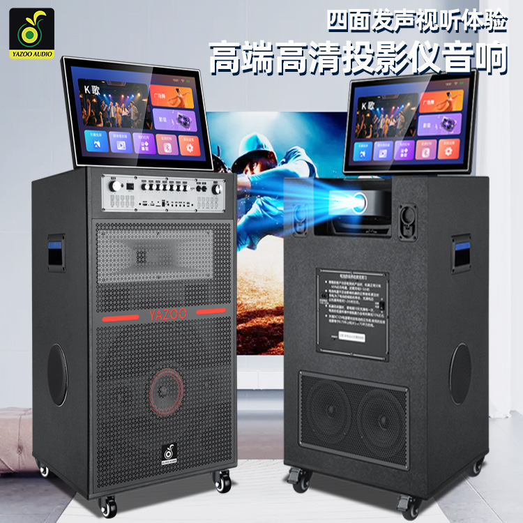 558 máquina de audio y video de bambú de alto rendimiento con proyección de sonido al aire libre de alta potencia para cantar