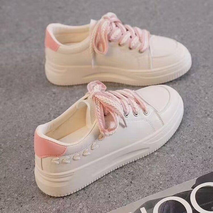 Qibai Brand Special Offer 2025 Spring and Autumn New Genuine Leather White Shoes for Female Students, Korean Style Versatile Lightweight Casual Sports Shoes