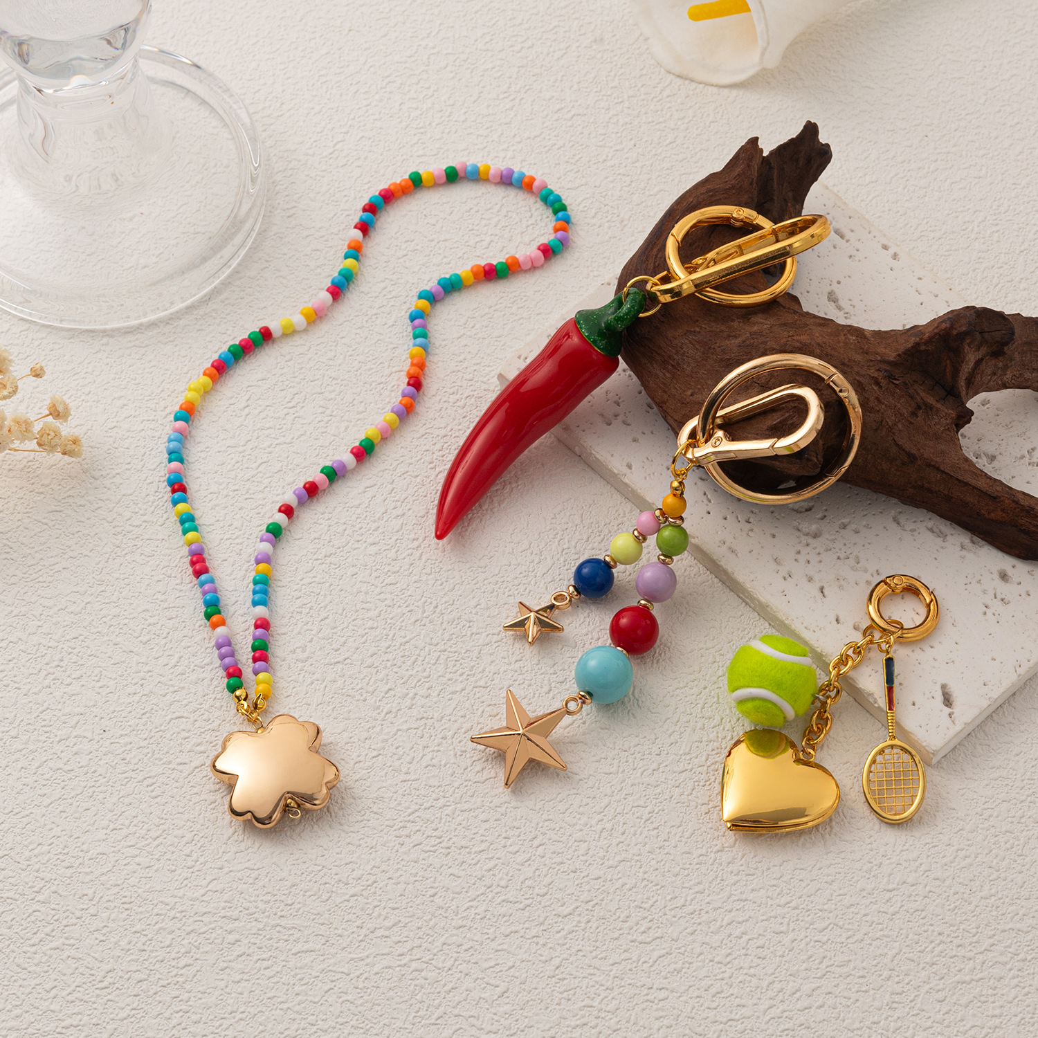 Amazon's Best-Selling Colorfulful Bag Hanging Hand-Woven Keychain Internet Celebrity Pendant Colorfulful Rope Beaded Eyes DIY Accessories