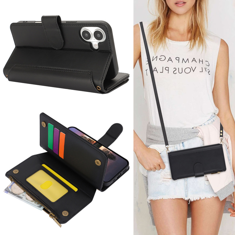 For Apple 16 Pro Zipper Bag Mobile Phone Case S24 Ultra Crossbody Mobile Phone Leather Case A35 Wallet Case For Apple 16 Pro Zipper Bag Mobile Phone Case S24 Ultra Crossbody Mobile Phone Leather Case A35 Wallet Case
