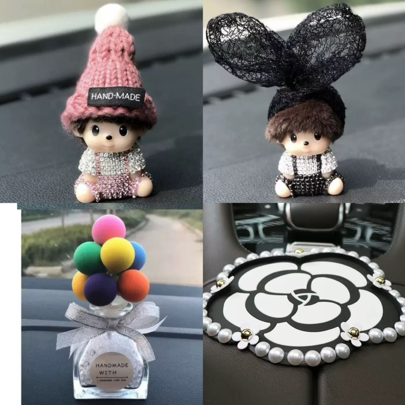 Corona modelo de automóvil adornos de automóvil almohadilla de plumas accesorios de automóvil adornos de automóvil decoración de automóvil en línea para chicas