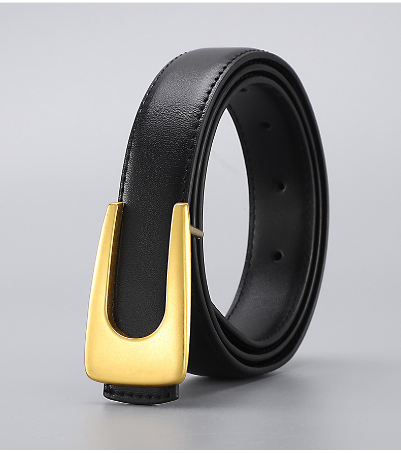 1 Piece Quantity Elegant U Shape Solid Color Alloy Leather Women's Leather Belts