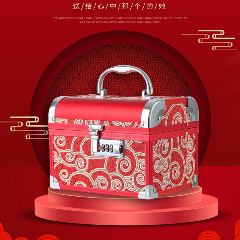 Aluminum Alloy Wedding Box Portable Large Capacity Cosmetic Case Nail Art Tattoo Toolbox Jewelry Storage Box