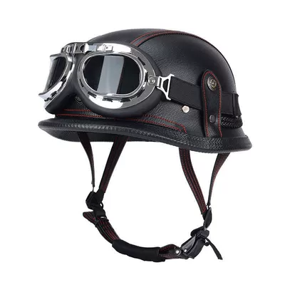 Motosiklet dəbilqələri — Men's Motorcycle Helmet, Motorcycle Helmet - m55-56-black-and-red-line-silver-frame-harley-mirror-limited-time-carnival