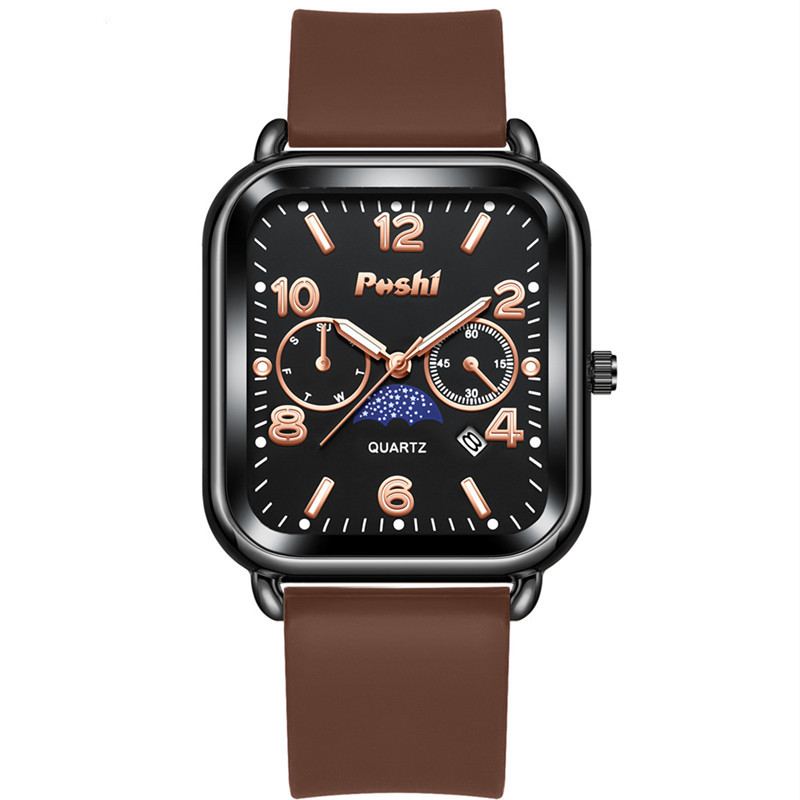 POSHI TikTok reloj popular reloj cuadrado de moda para hombre banda de silicona aleación impermeable reloj de cuarzo para mujer