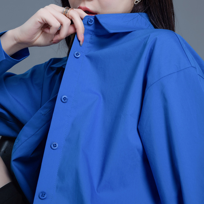 Spot Klein Blue Shirt Women's Autumn and Winter Women's Top Design Shirt Fashion Casual Jacket