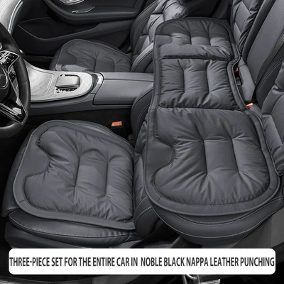 Seasons, Size Three, Seat cushion, seat cover - noble-black-nappa-perforated-breathable-cushion-3-piece-set