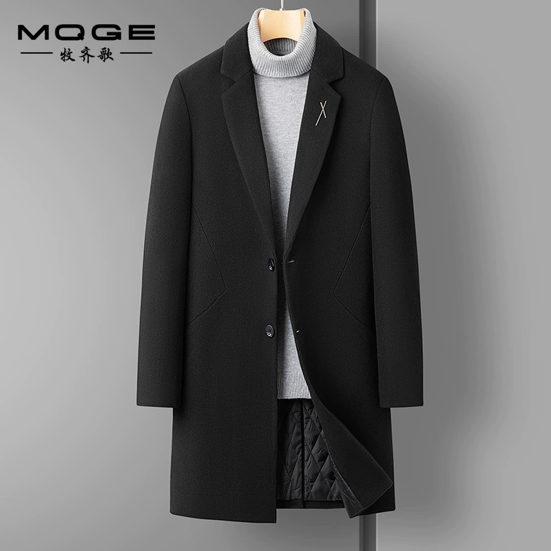 Осеннее и зимнее новое мужское шерстяное пальто для бизнеса повседневный средний длинный костюм воротник с хлопковым толстым шерстяным пальто мужское пальто