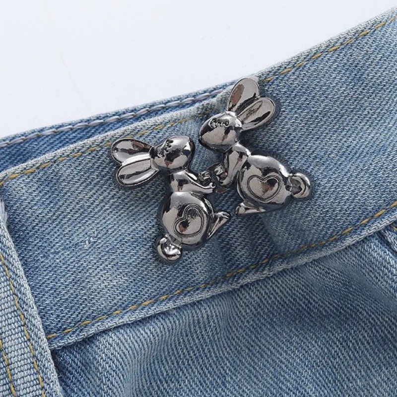 Nail-Free Removable Waist Buckle Pair, Flat-Bottom Seamless Buttons for Pants & Skirts, Assorted Designs