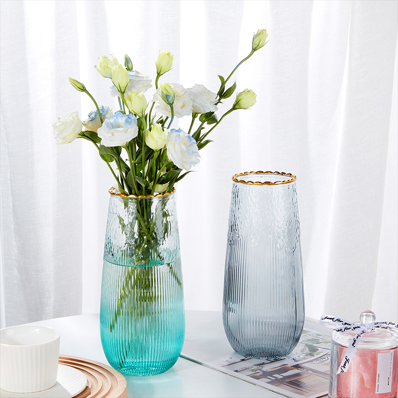 Retro Nordic Gran Florero ins estilo de loto de alta apariencia estilo de lujo creativo hidropónico arreglo floral florero de vidrio al por mayor