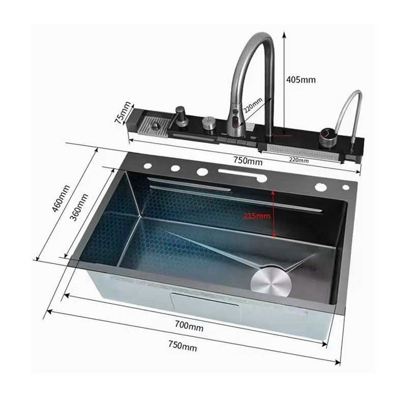 Visualización digital de cinco velocidades de grifo integrado gran tanque único de cocina de acero inoxidable lavavajillas lavavajillas debajo de la mesa lavavajillas de agua manual