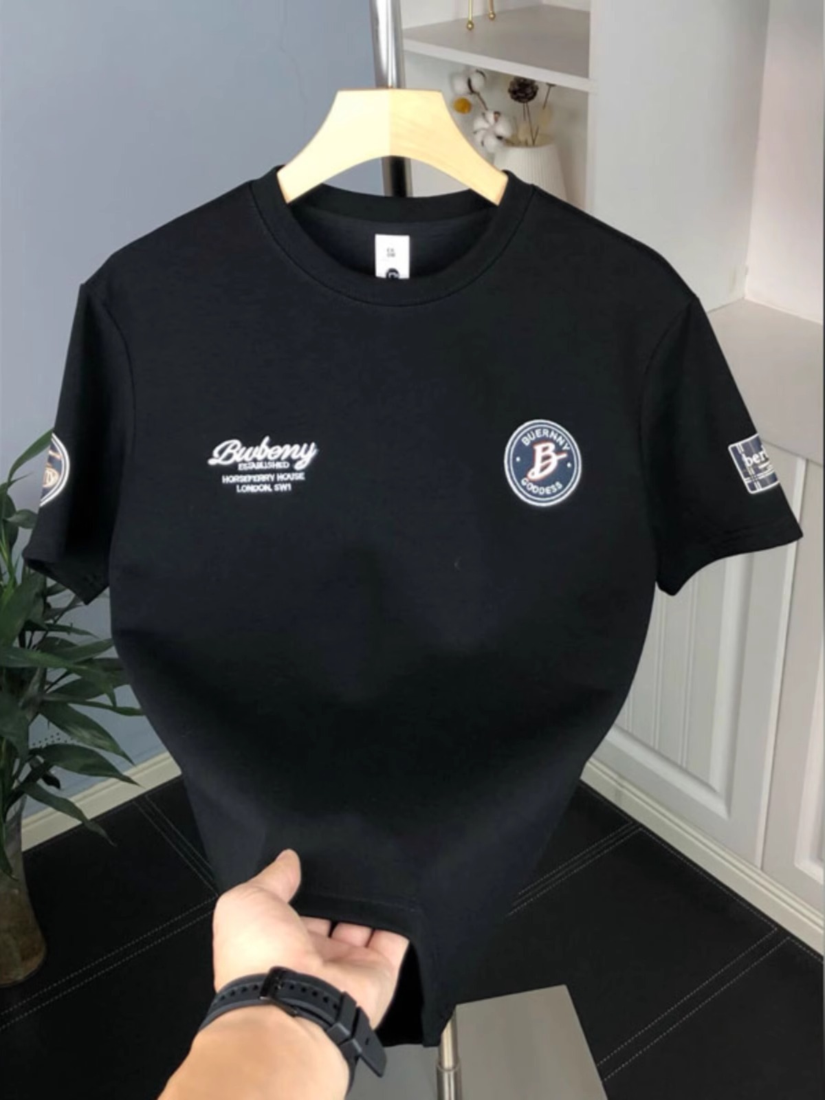 Herren T-shirt Mit Rundhalsausschnitt Und Label Print Premium_voghion.com