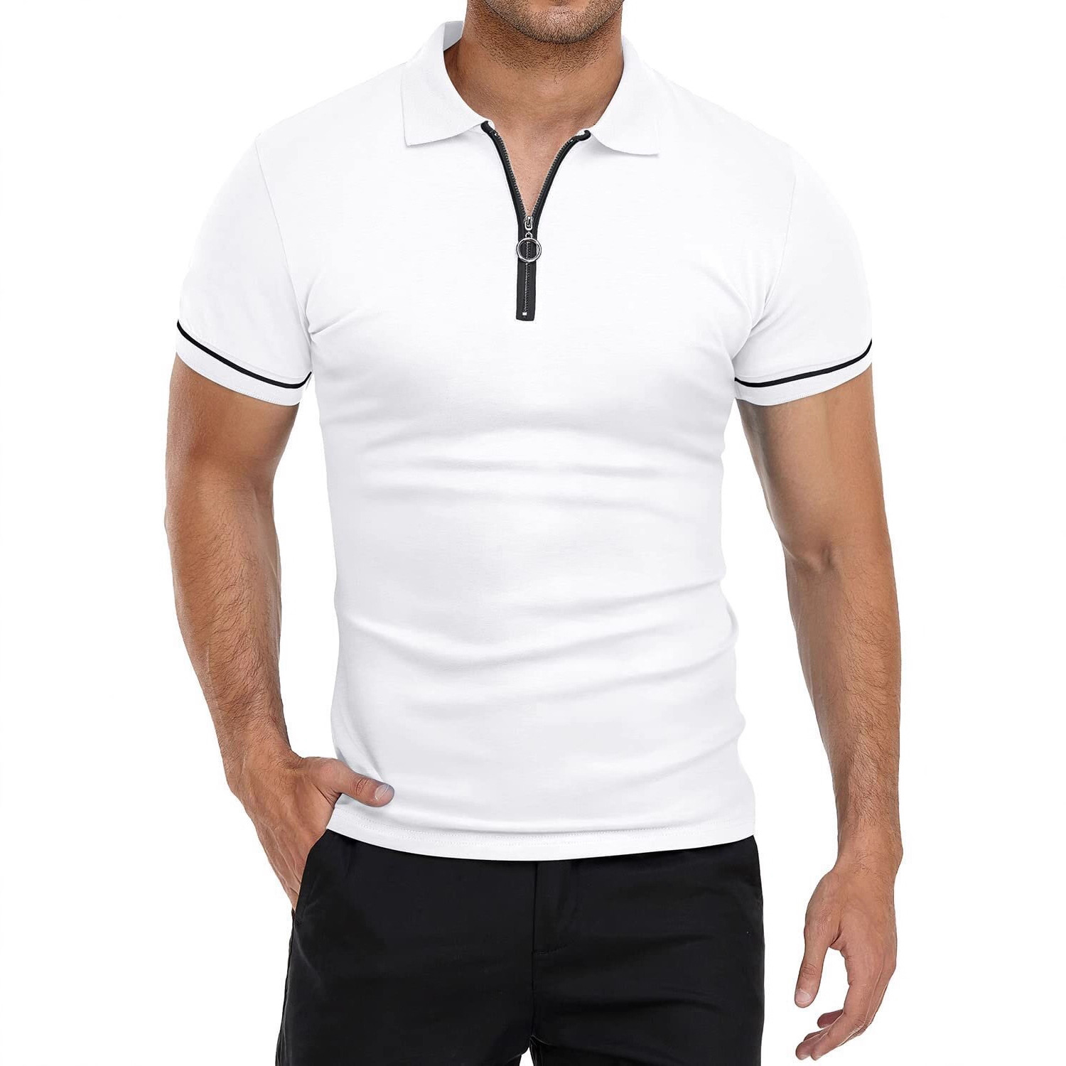 Summer New Men's Polo Shirt Thin Short-Sleeved T-Shirt Men's Lapel Pure Color Slim T-Shirt Top
