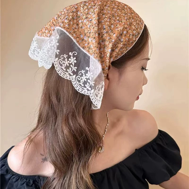 Милая кружевная шаль/шарф? Wait: original: "Cute lace scarf, retro headband, french style, floral print" We should translate: "Милый кружевной шарф, ретро ободок для головы, французский стиль, цветочный принт"