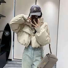 街头风女PU韩版2025年冬季新款小个子时尚宽松面包服棉服外套