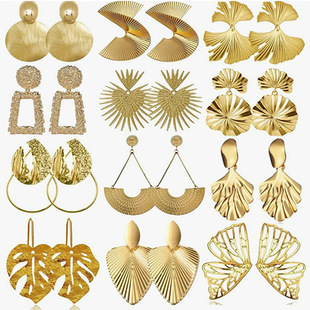Cross -border Amazon explosion earrings new tide personality European and American round tablets exaggerated temperament fashion sense niche atmosphere