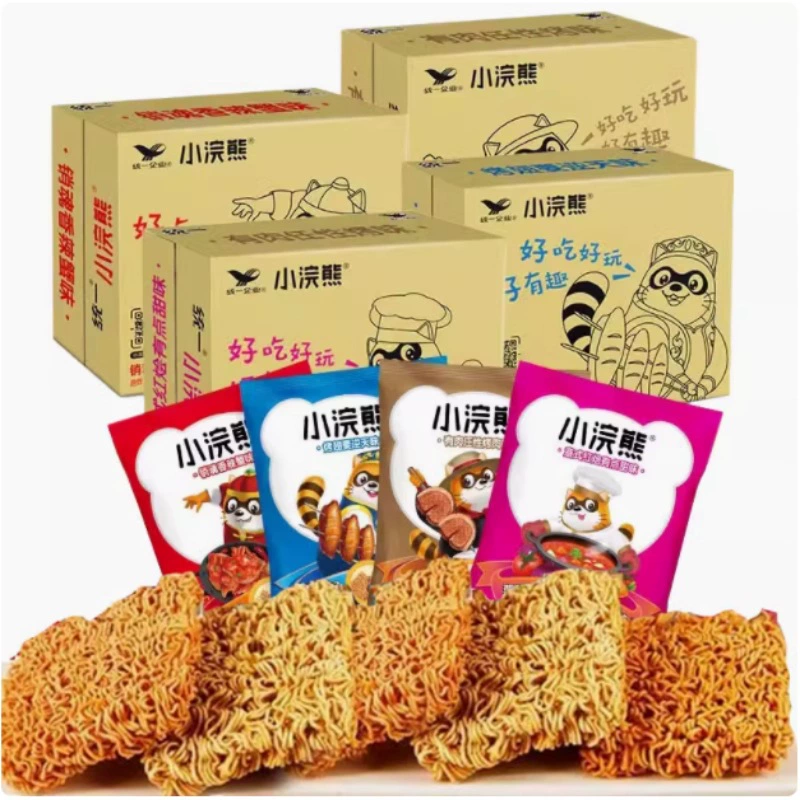Хрустящая лапша быстрого приготовления «Унифицированный маленький енот» 35 г – ностальгия детства, сухой снек размером с ладонь для утоления голода