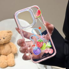 适用苹果16ProMax手机壳多巴胺水果篮子透明壳iPhone15/13保护壳