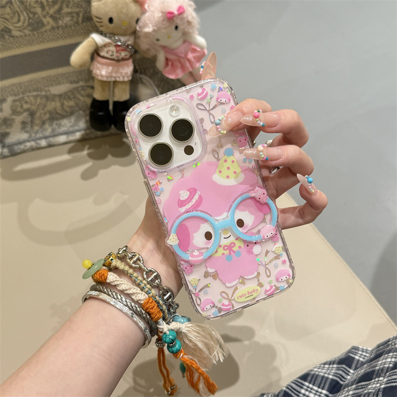 Gafas de lazo láser dulce y lindo Cordero para Apple 15Pro/16Pro Nueva 14/13 Chica 16PM