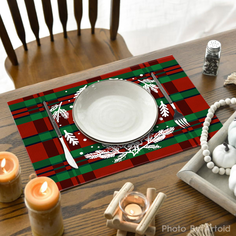 Jity Amazon 人気のクリスマスプレースマット レストラン雰囲気レイアウト テーブルマット リネンプリント断熱マット 洋食マット|undefined