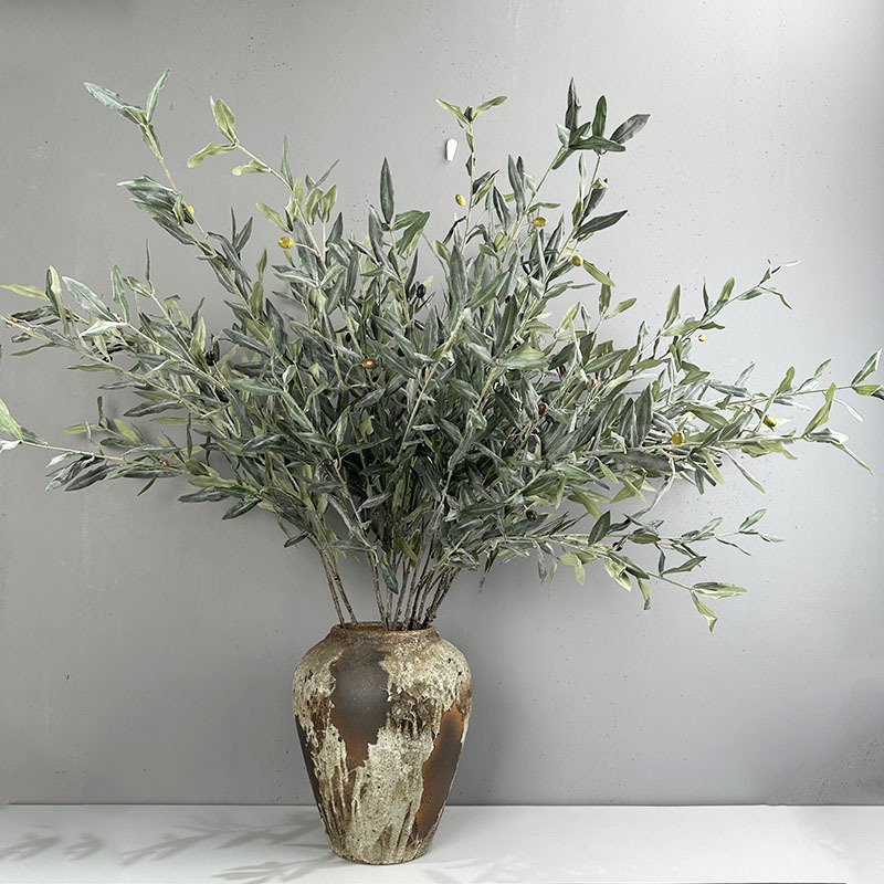Olive leaf with fruit plant leaves Nordic home engineering decoration wedding hotel flower arrangement simulation green plant