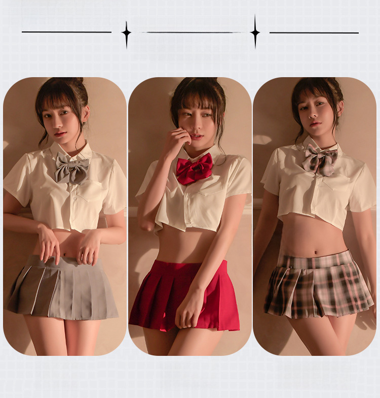 Yiyue Sexy Unterwäsche Studentenkleid Sexy jk Uniform Versuchung Heißer Faltenrock Rollenspiel-Set 8199_voghion.com
