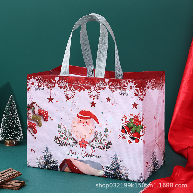 Bolso no tejido de Navidad bolso de mano logotipo personalizado gran película de dibujos animados transfronterizos alta sensación bolsa de embalaje de regalo