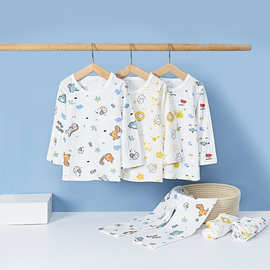 儿童睡衣套装纯棉男童女童家居空调衣服纯棉薄款夏季印花长袖套装