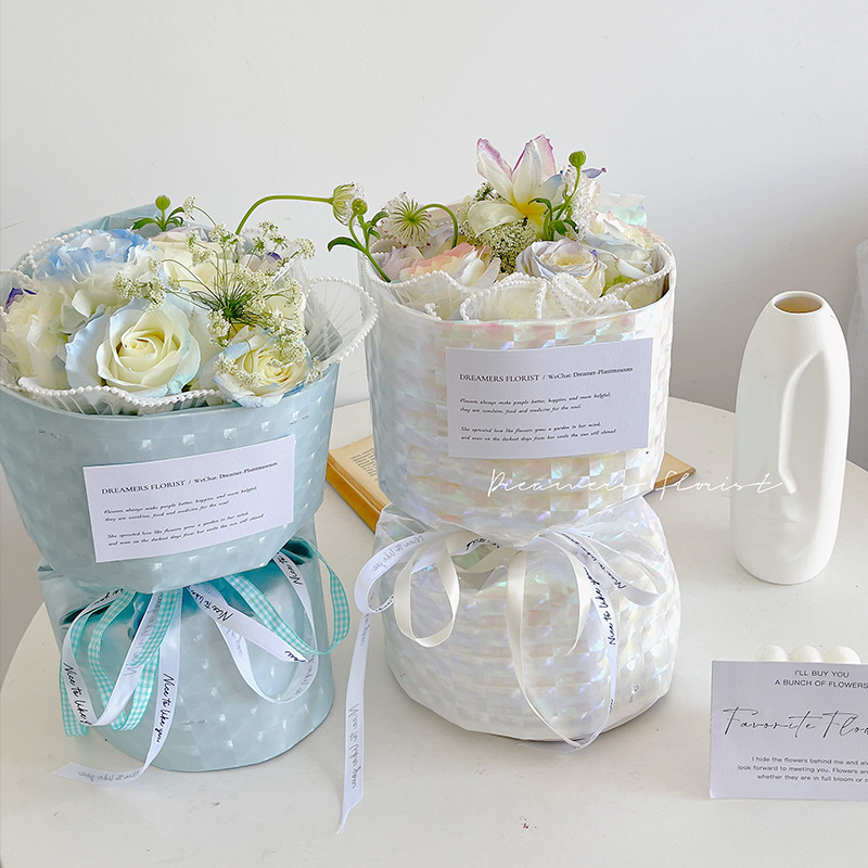 Cubo de hielo flor papel de envolver 3D tridimensional celofán impermeable color mágico máscara de ojo de gato tienda de flores material floral papel de envolver