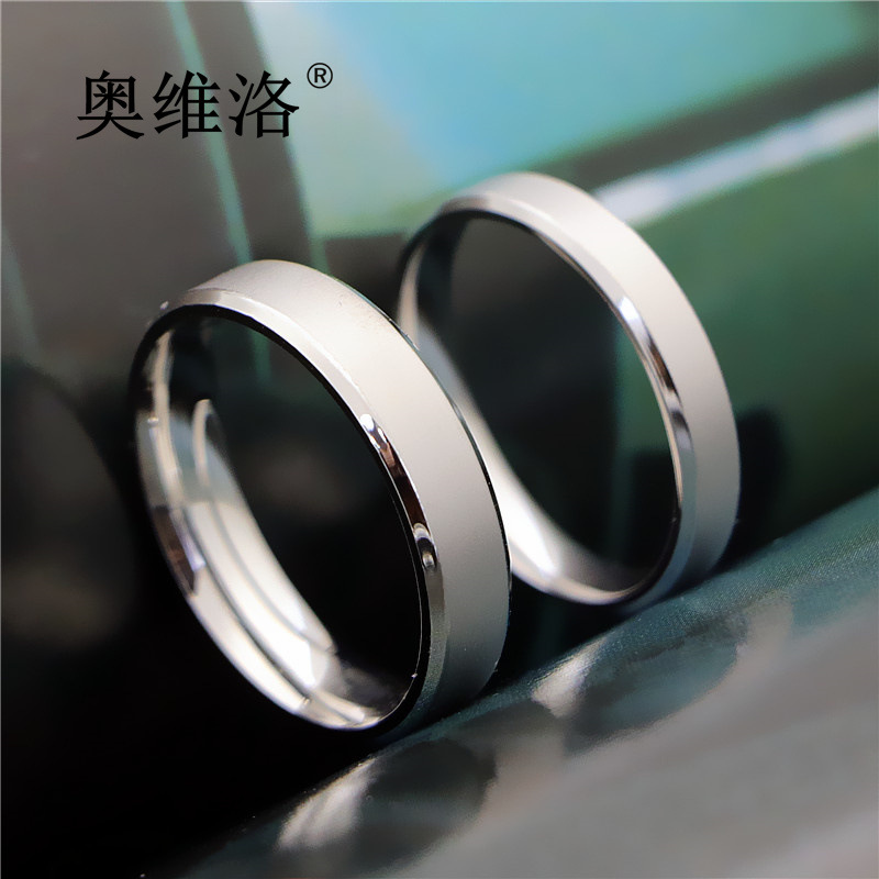 Oviello Korean-Style Silver Classic Aesthetic Frosted Ring Couple Simple Fashion Steel Jewelry Fresh Trendy Accessories